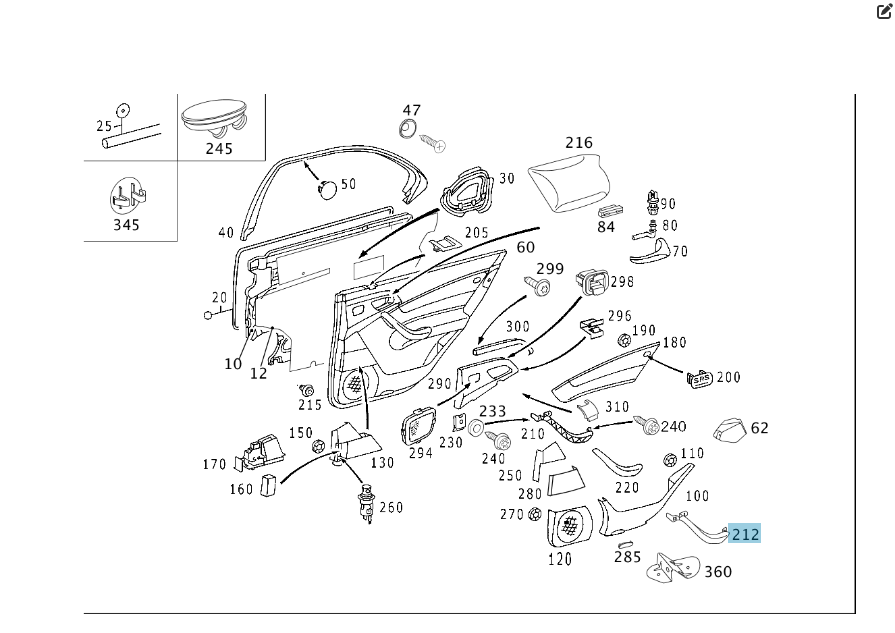 Mercedes-Benz  A2208102754 9C09 Внутрішня ручка закриття задніх лівих дверей колір антрацит S-class long V220 Одесса - изображение 2