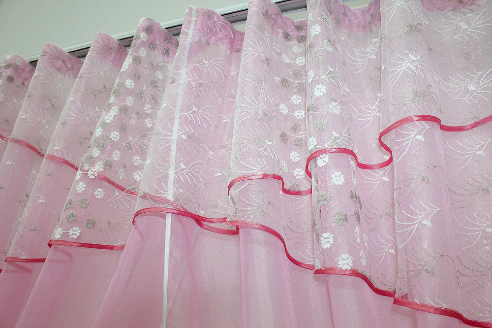 Кухонные шторы VR-Textil № 091к с ламбрекеном и подвязками розовый 270х170 см (52-0010) Киев - изображение 4