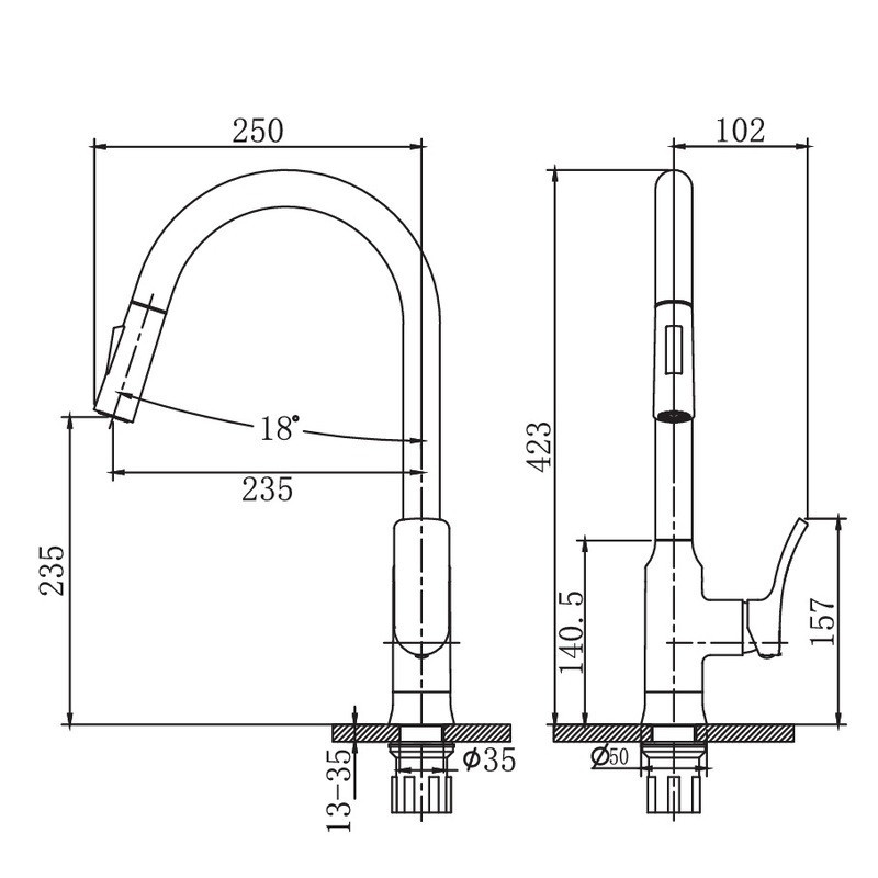 Кухонний змішувач Haiba Bolero 014 з висувною лійкою HB9591 Харків - фото 3