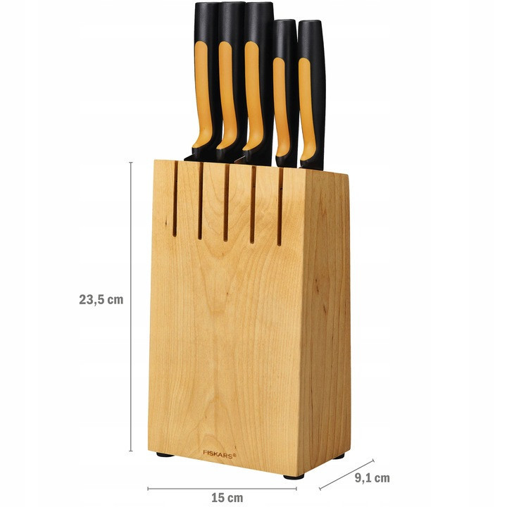 Набір Кухонних ножів 5 предметів з дерев'яною підставкою Fiskars "Functional Form" (1062927) Нержавіюча сталь Нововолинськ - фото 7