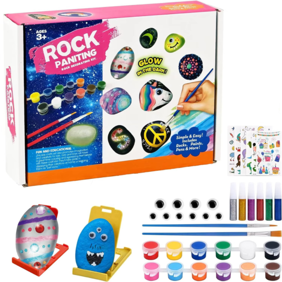 Творчий набір для малювання на камені: фарби, що світяться, пензлі, наклейки, комплект для хобі та дітей Кам'янець-Подільський