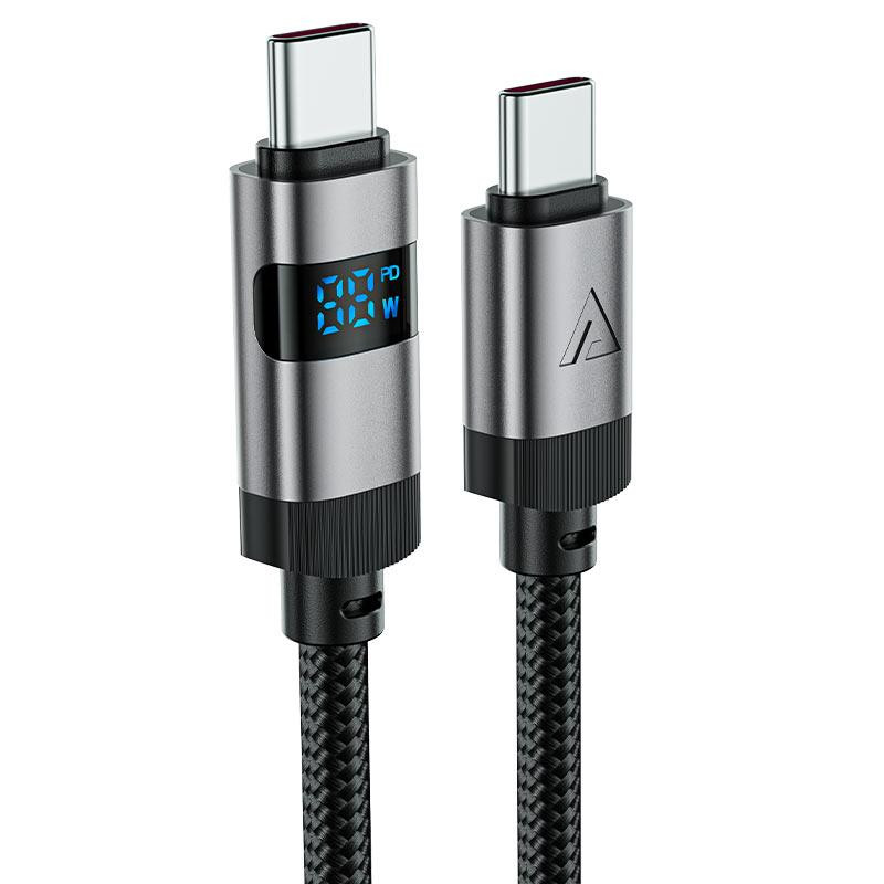 Кабель ACEFAST C15-03 USB-C to USB-C zinc alloy digital display braided charging data cable Black Київ - фото 4