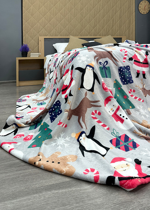 Плед-покривало Decorator WellSoft 200х220 см з різдвяним принтом Сірий (87-286) Київ - фото 7
