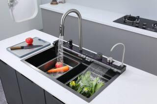 Мойка многофункциональная Zerix ZH7546-SET-05 Decor Graphite со встроенным смесителем из нерж.стали (ZM5592) Киев - изображение 2