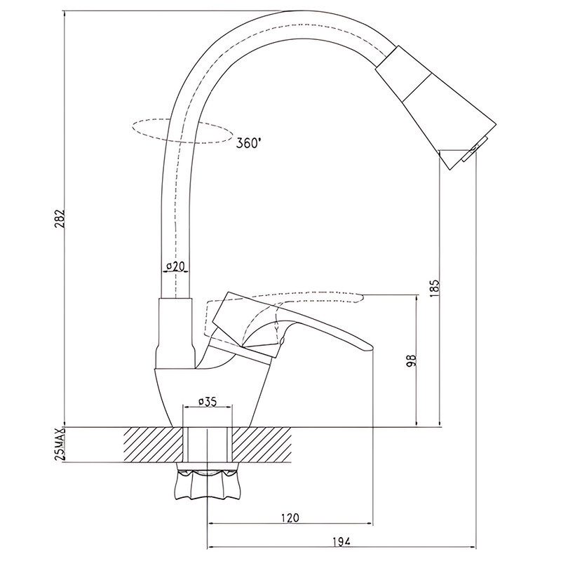 Кухонный смеситель с серым силиконовым изливом Zerix YUT 181 Reflector Gray ZX5984 Харьков - изображение 2
