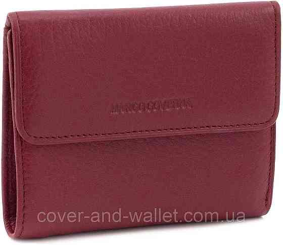 Небольшой кожаный женский кошелек бордового цвета на магните Marco Coverna 68629 Киев