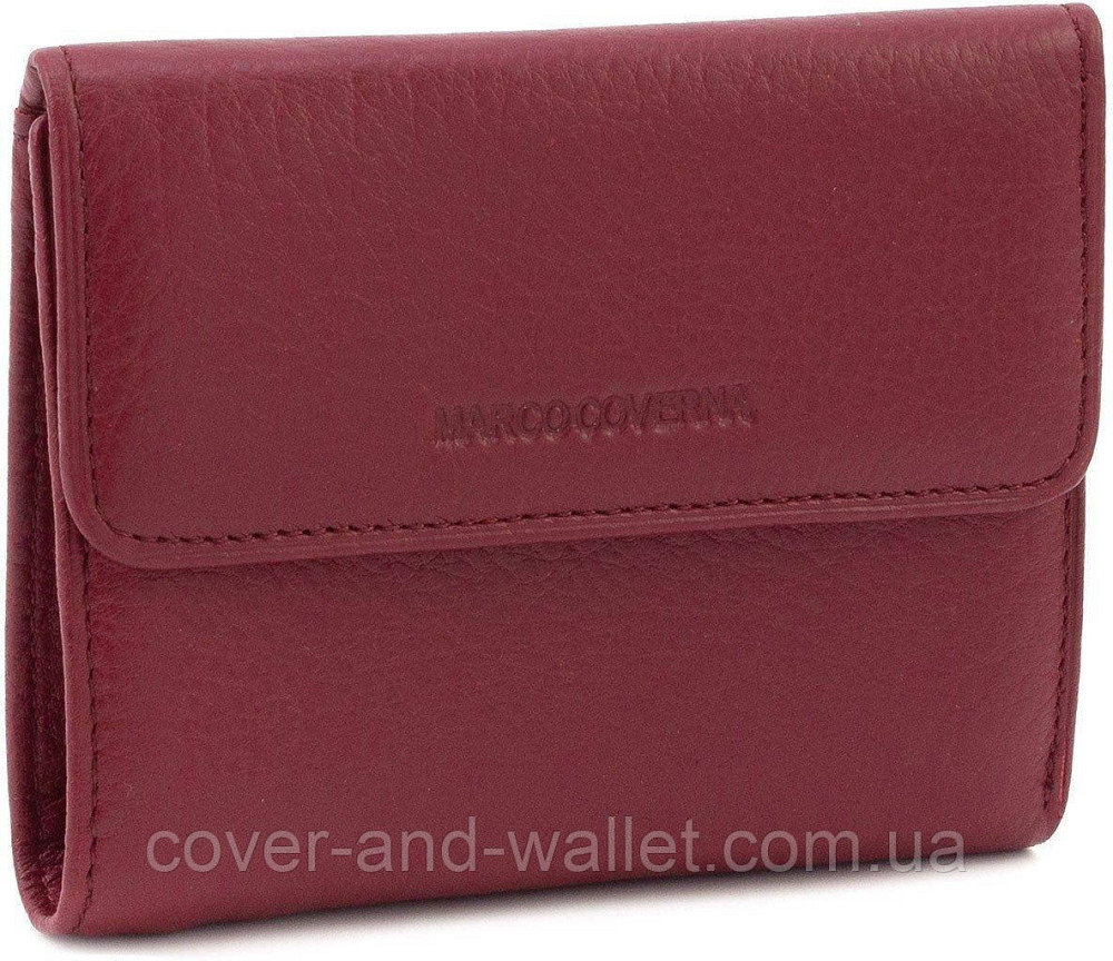 Невеликий шкіряний жіночий гаманець бордового кольору на магніті Marco Coverna 68629 Київ - фото 1