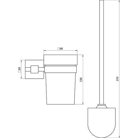 Йоржик настінний Globus Lux BQ9429A без кришки чорний матовий SUS304 (000021200) Київ