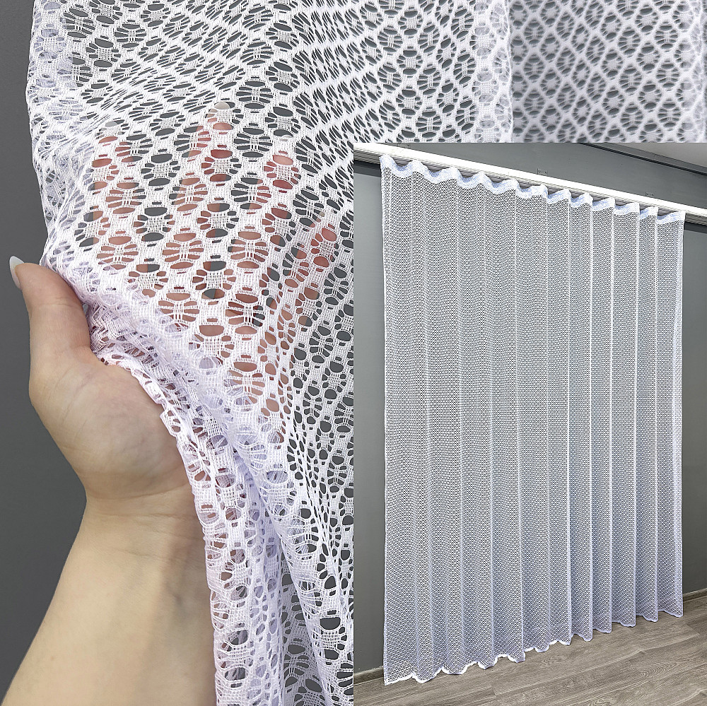 Тюль сетка цвет холодный белый 1589т Киев - изображение 1