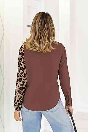 Елегантна блуза з леопардовим принтом "Sanna" | Норма і батал Шоколадний, 42-44 Київ