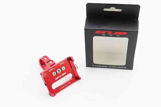 Тримач телефону на кермо алюмінієвий, ширина 50-100мм регульована, червоний G-85 Київ