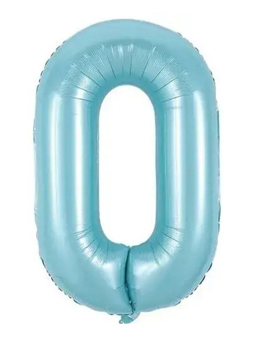Цифра фольгирована 0 голубая 30