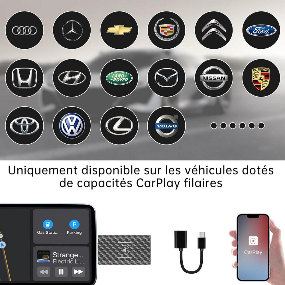 Бездротовий адаптер CarPlay 2024 для iPhone iOS 12+ Plug&Play, для авто зі штатним провідним Карплей Wi-Fi + Bluetooth Київ - фото 3