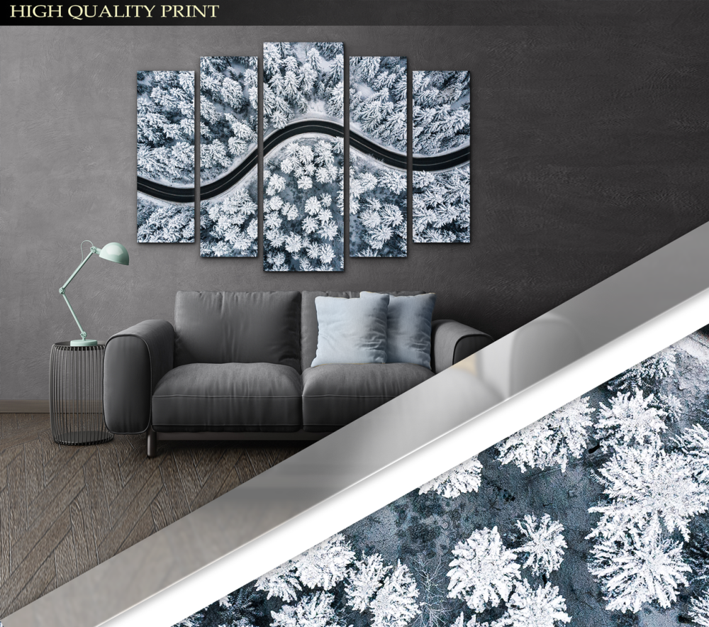 Модульна картина у вітальню / спальню Дорога в зимовому лісі Art-394_5 ( 80х118см ) Київ - фото 3