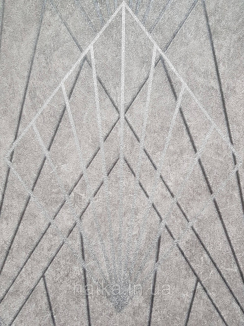 Шпалери вінілові на флізеліні Sintra Simmetria геометрія фігури смуги сірі чорні срібло 524442 Київ - фото 1