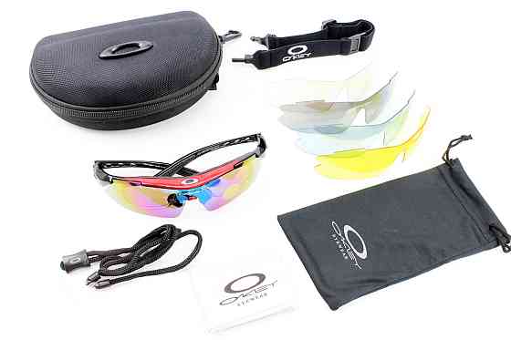 Окуляри з набором для догляду, змінні лінзи 5шт, у твердому чохлі, червоно-чорні НЕ оригінал Київ