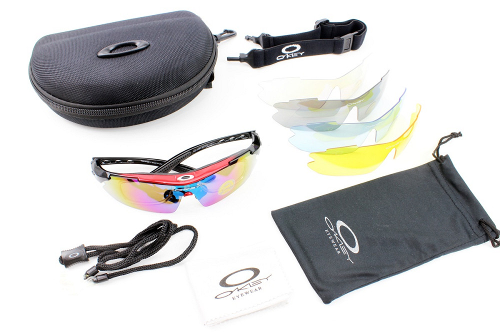 Окуляри з набором для догляду, змінні лінзи 5шт, у твердому чохлі, червоно-чорні НЕ оригінал Київ - фото 1