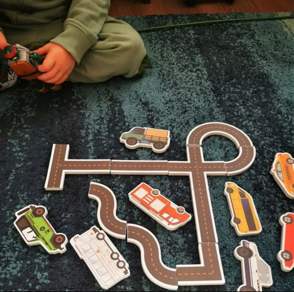 Набір іграшок для ванної дороги та транспорту 23 шт різнокольоровий Київ - фото 9