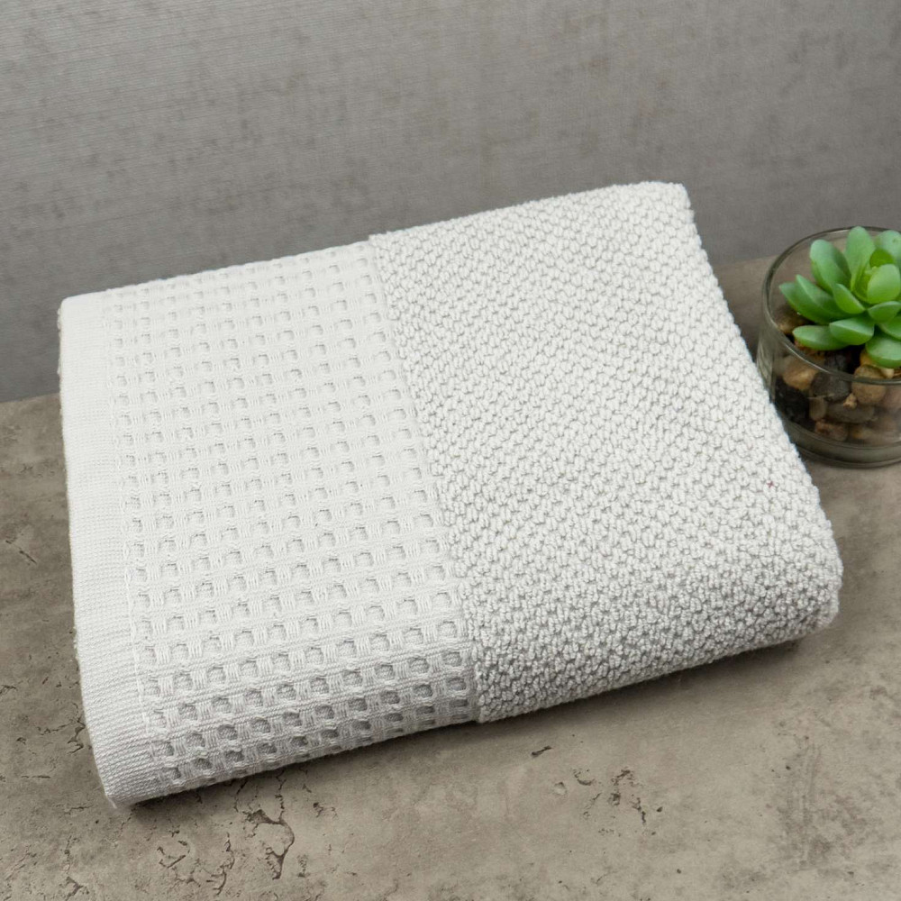 Рушник махровий Вафельний Бордюр GM Textile 40х70см 500г/м2 (Попелястий) Суми - фото 1