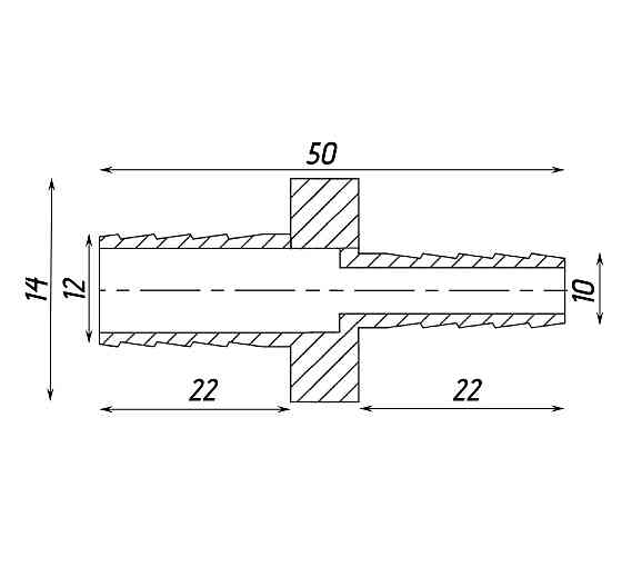Трубка соединительная прямая редукционная никелированная 12мм х 10мм штампованная А05305А(нк) VA (000026834) Киев