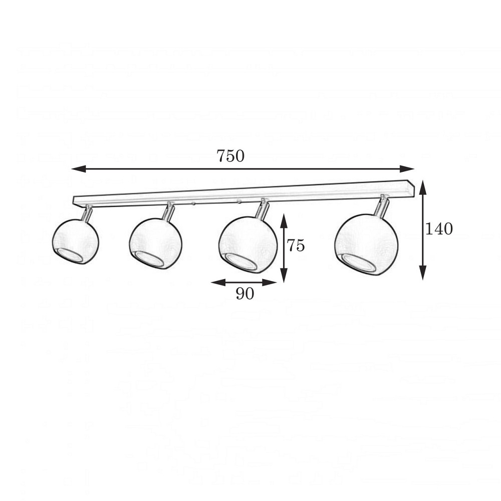 Світильник на планці з поворотними плафонами Е27-4 Core NL 11151-4 BK Київ - фото 4