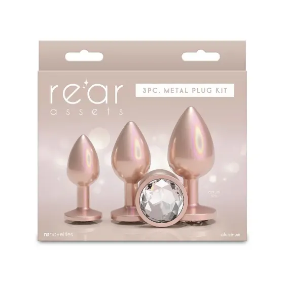 Набір анальних пробок NS Novelties Rear Assets - Trainer Kit - Iridescent Champagne - Clear Gem Львів