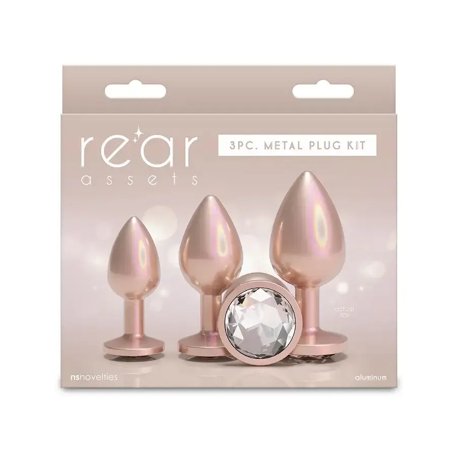 Набір анальних пробок NS Novelties Rear Assets - Trainer Kit - Iridescent Champagne - Clear Gem Львов - изображение 3