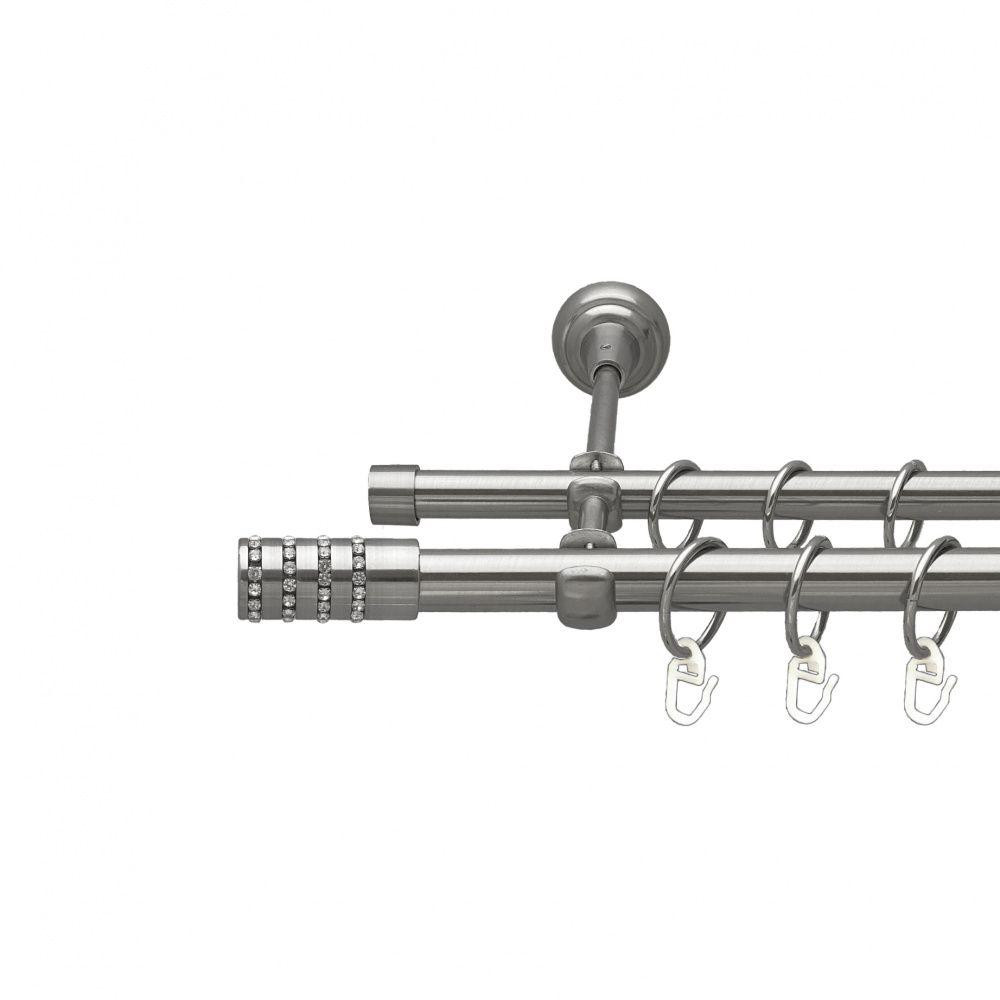 Карниз Orvit Барамелла металевий дворядний відкритий гладка труба кільце металеве Нержавіюча Сталь 19\16 мм 240 см (00-00015996) Львів - фото 1