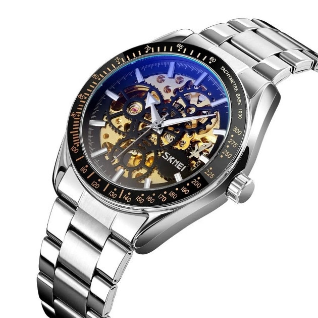 Чоловічий механічний годинник Skmei 9194 скелетон (Сріблястий) Вінниця - фото 2