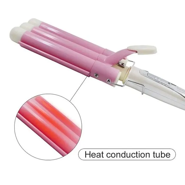 Плойка хвиля потрійна Sonar F-13, 3 температурні режими, керамічне покриття, 180-220°C, 30 Вт, білий колір Одеса - фото 8