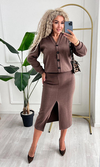 Женский невероятный костюм кардиган+юбка ангора вязка на трикотаже Шоколад, 42/44 Одесса - изображение 7