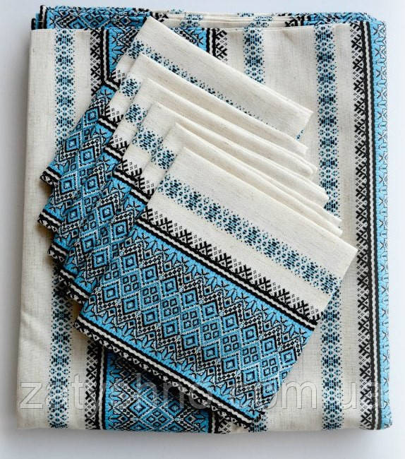 Комплект скатерть и салфетки синие Киев - изображение 1