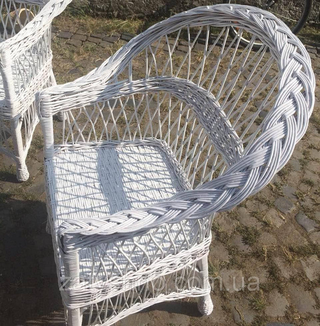 Крісло плетене біле з лози Київ - фото 2