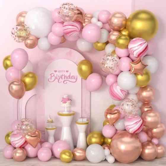 Набір повітряних куль «Рожеві солодощі» латексні, прикраса для урочистостей: дня народження, весілля, вечірки Кам'янець-Подільський