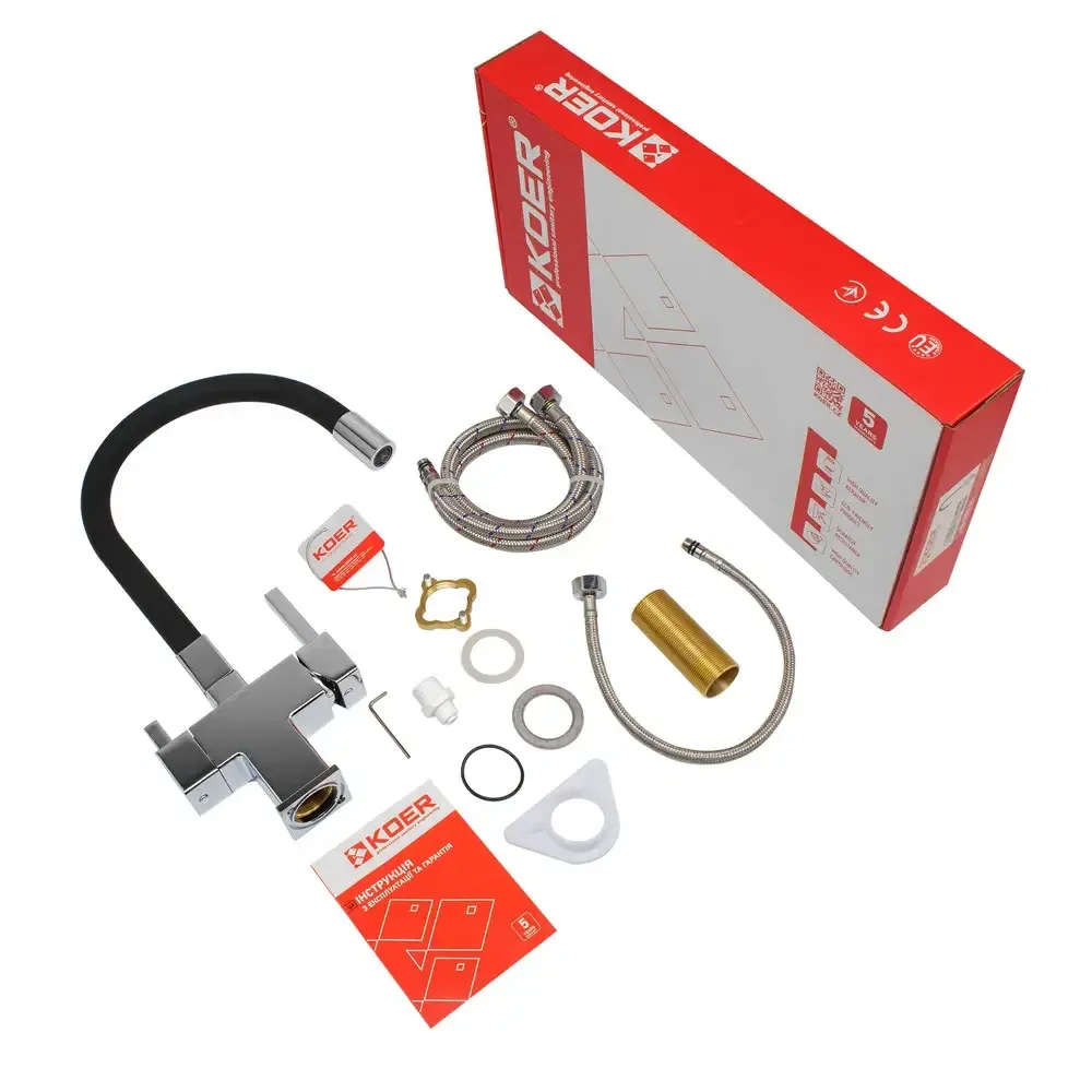 Змішувач для кухні Koer KB-72023-01 з виходом для питної води латунь/хром (KR5008) Чернівці - фото 4