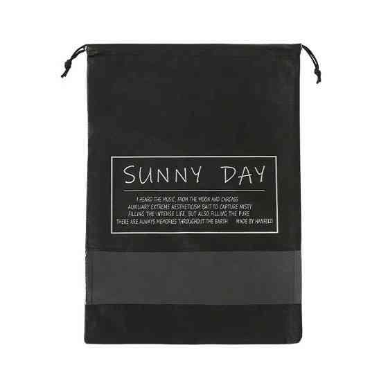 Мешок-сумка для обуви на затяжках, транспортировочная на шнурках для вещей, размер S - 37х26 см,цвет черный Каменец-Подольский