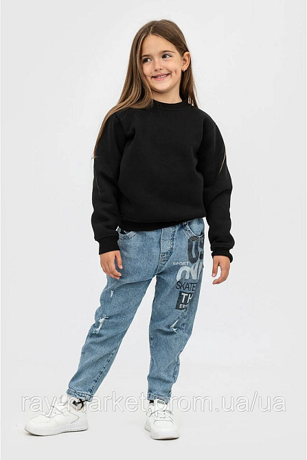 Світшот дитячий утеплений Ray Basic Kids для дівчаток чорний (K0303W-Black) 122-128 Київ - фото 1