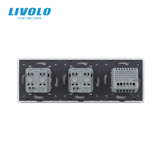 Сенсорний вимикач 1 сенсор 2 розетки Livolo білий скло (VL-C701/C7C2EU-11) Коломыя