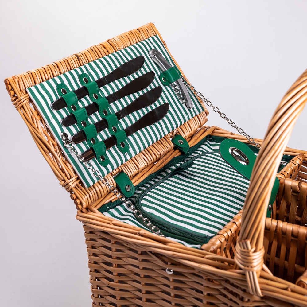 Корзина плетеная для пикника с посудой на 4 персоны 48х33х43 см набор посуды туристический для кемпинга HP-ZQ-3 Киев - изображение 2