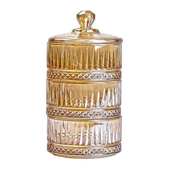 Трехъярусная стеклянная конфетница с крышкой Ø 10 см Киев