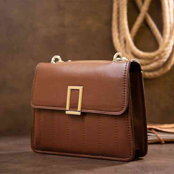 Горизонтальна сумка зі шкірозамінника Vintage sale_14907 Коричнева Київ
