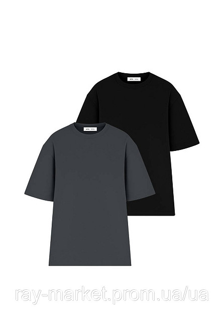 Набір футболок оверсайз чоловічих 2 шт "U0104-Dark Grey-Black" XXL/3XL Київ - фото 1