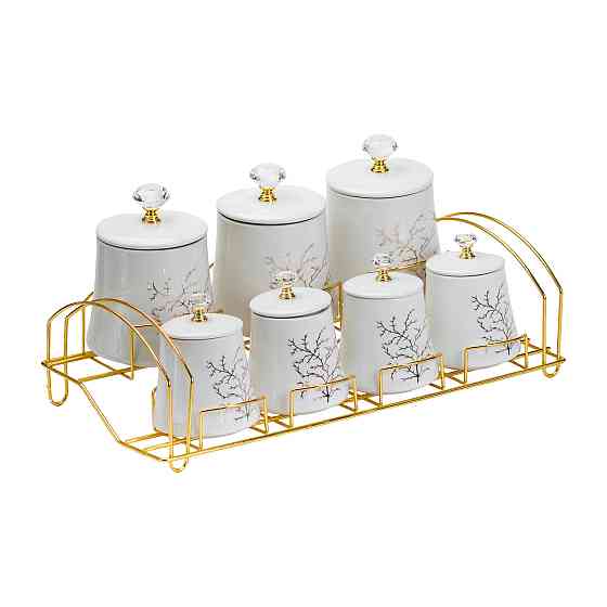 Yiwu Набір для спецій 4 шт по 250 мл і 3 шт по 550 мл на металевій підставці Коломыя