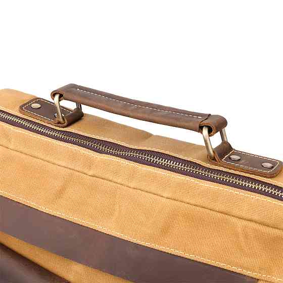 Стильний портфель з якісного текстилю зі шкіряними вставками Vintage 20874_1 Світло-коричневий Київ