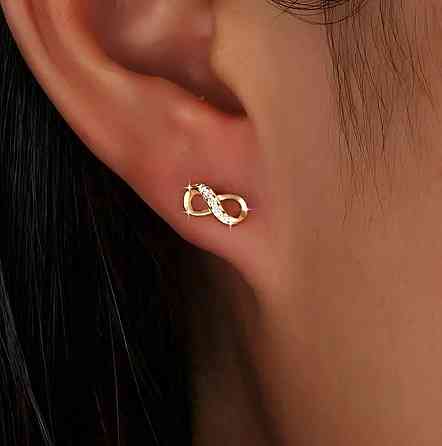 Серьги-пусеты бесконечность – золотой цвет Киев