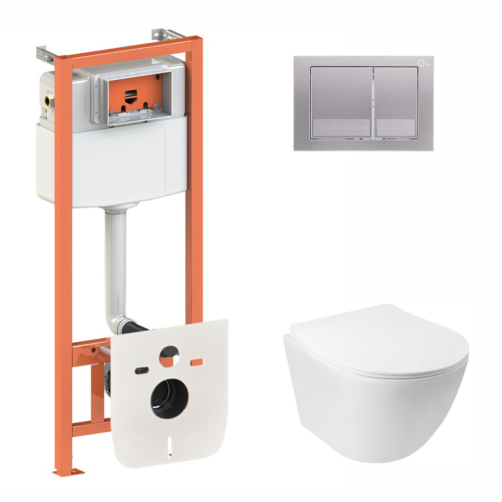 Готове рішення Qtap для ванної кімнати: підвісний унітаз Jay Rimless 520х360х320 + комплект інсталяції Nest 4 в 1 (квадратна Київ - фото 1