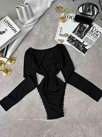 Женский базовый боди с кружевом вискоза Черный Одесса