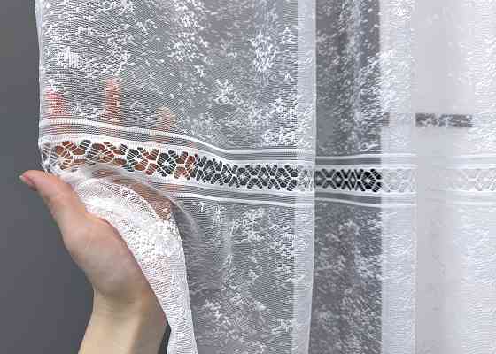 Тюль жаккард VR-Textil № 1602т Арка на кухню цвет белый 400х160 см (53-0121) Киев