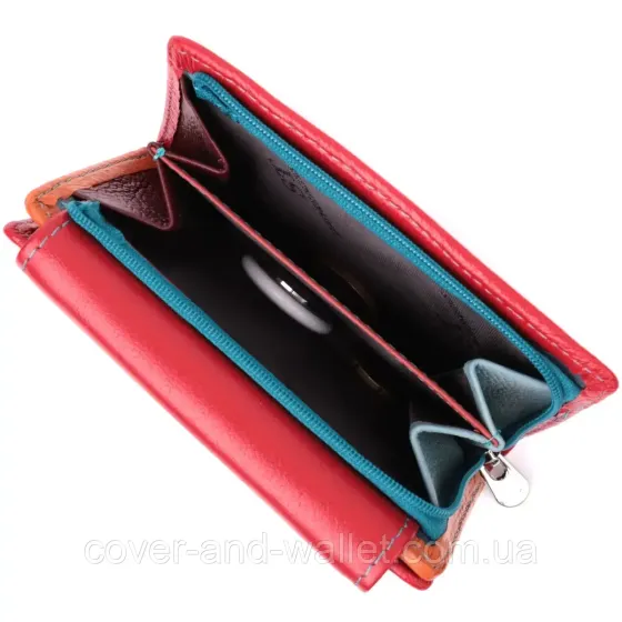 Женский кошелек красного цвета среднего размера с магнитной застежкой ST Leather Киев
