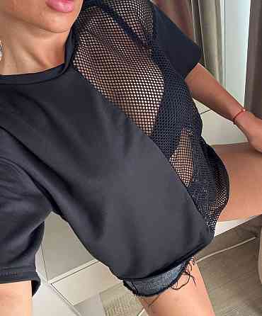 Жіноча стильна оверсайз футболка з сіткою двонитка Одеса